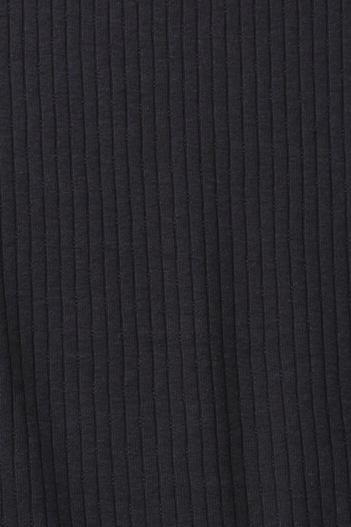 T-shirt côtelé à manches longues et col en dentelle, BLACK, detail image number 6