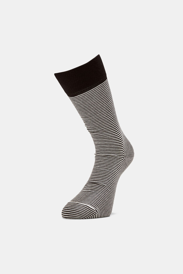 Set van 2 paar gestreepte sokken van een katoenmix, BLACK, detail image number 0