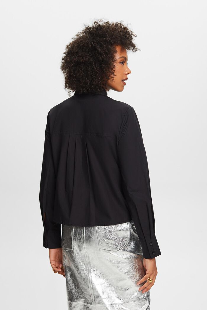 Cropped popeline blouse, BLACK, detail image number 2