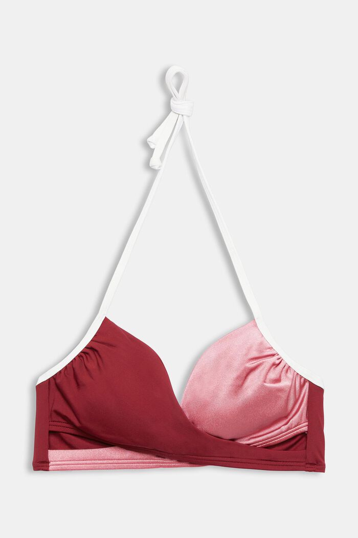 Haut de bikini cache-cœur rembourré tricolore, DARK RED, detail image number 4