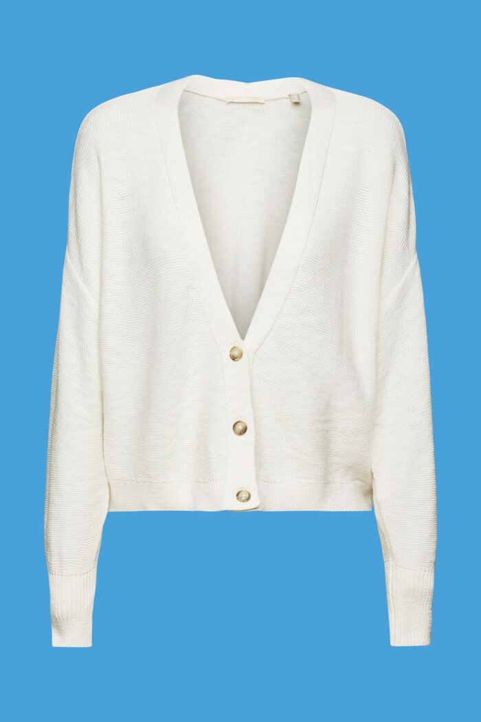 Cardigan en maille de coton, OFF WHITE, detail image number 6