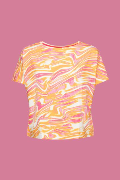 T-shirt de coupe raccourcie à imprimé ondulé, PINK, overview