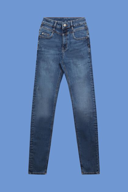 Shaping jeans met hoge taille, BLUE MEDIUM WASHED, overview