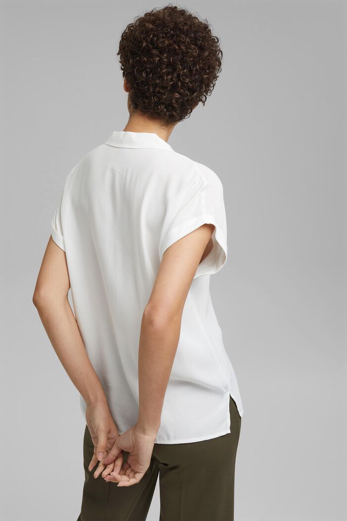 Top façon blouse à col pyjama, LENZING™ ECOVERO™, OFF WHITE, detail image number 3