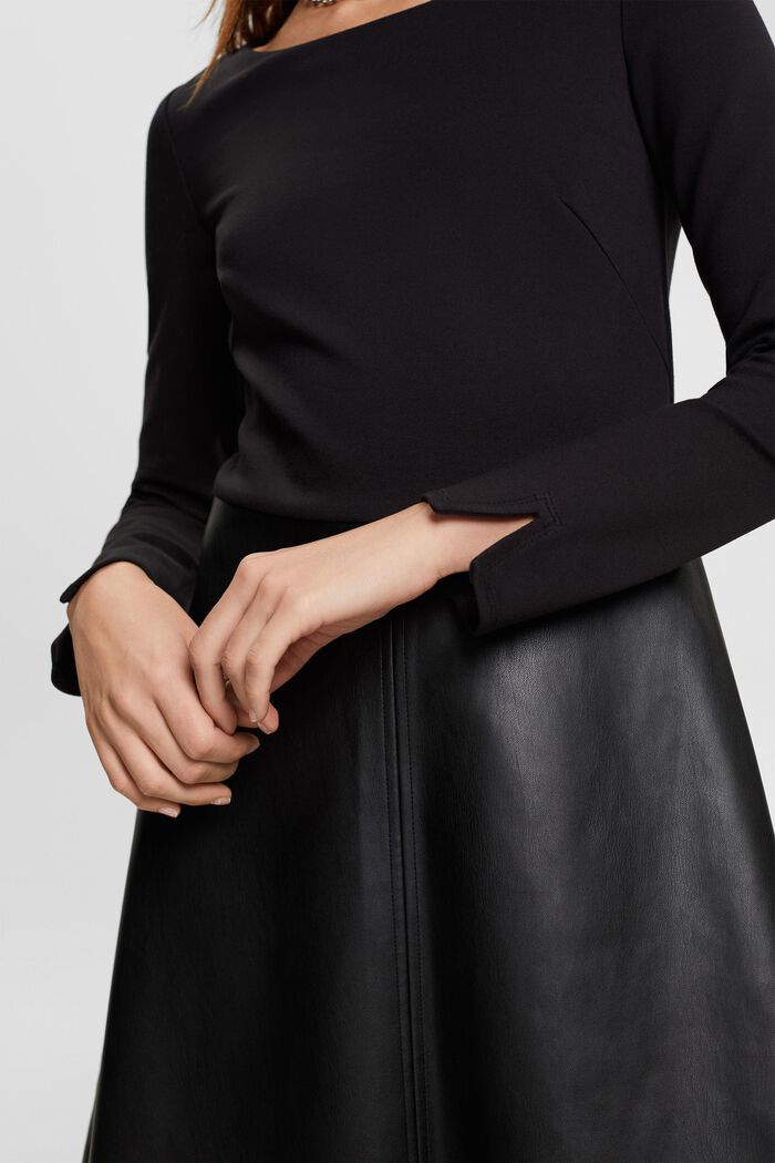 Mini-jurk van een materiaalmix, BLACK, detail image number 0