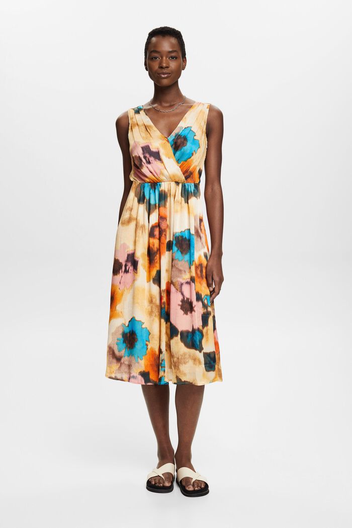 Midi-jurk met print all-over, TAUPE, detail image number 4