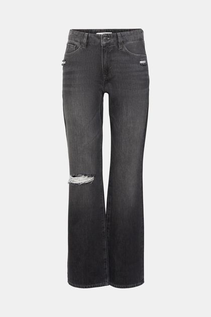 High-rise western bootcut jeans met gescheurde details, GREY MEDIUM WASHED, overview