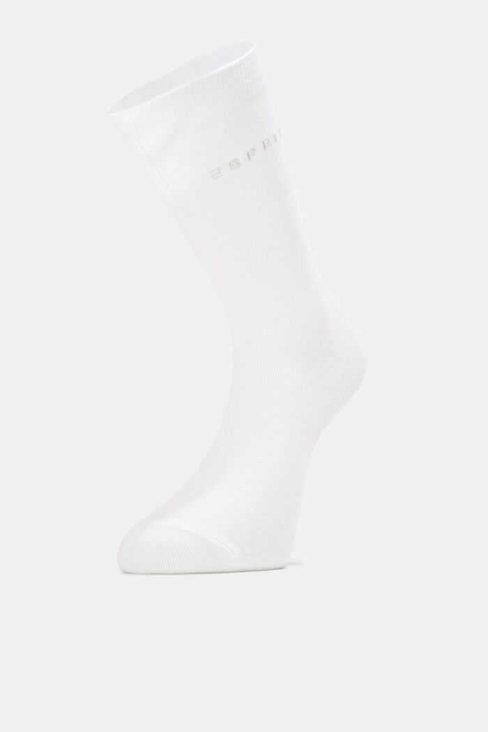 Set van 2 paar sokken met gebreid logo, organic cotton, WHITE, detail image number 0