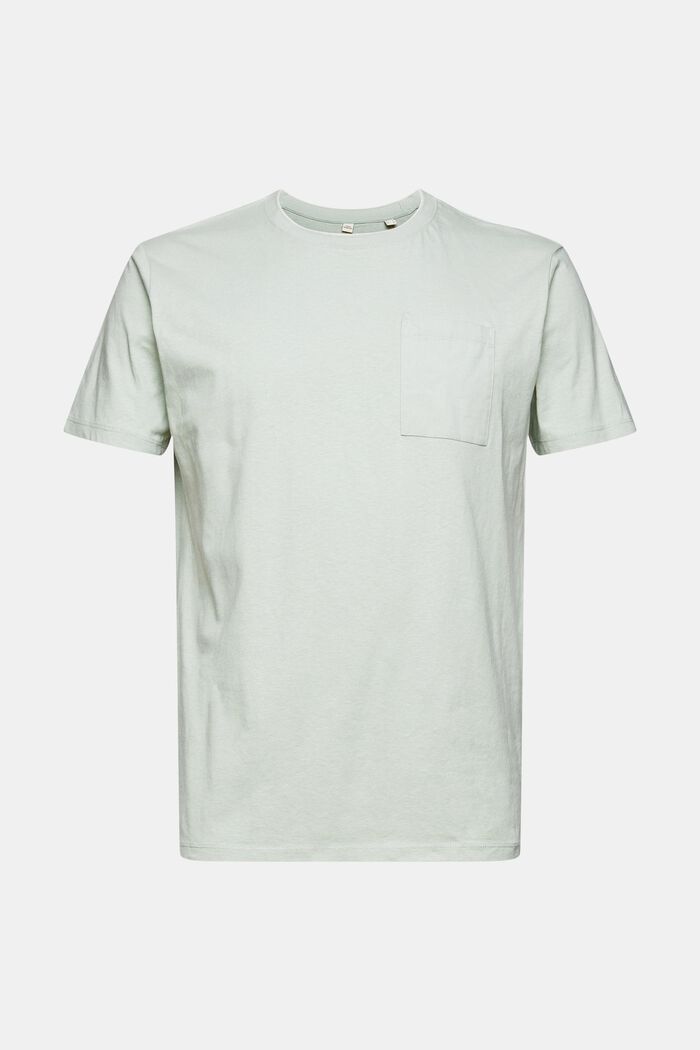 Met linnen: jersey T-shirt met borstzak