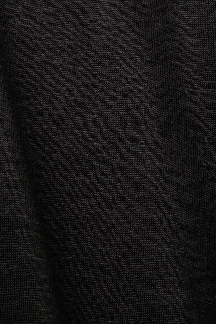 T-shirt met een polokraag, 100% linnen, BLACK, detail image number 5