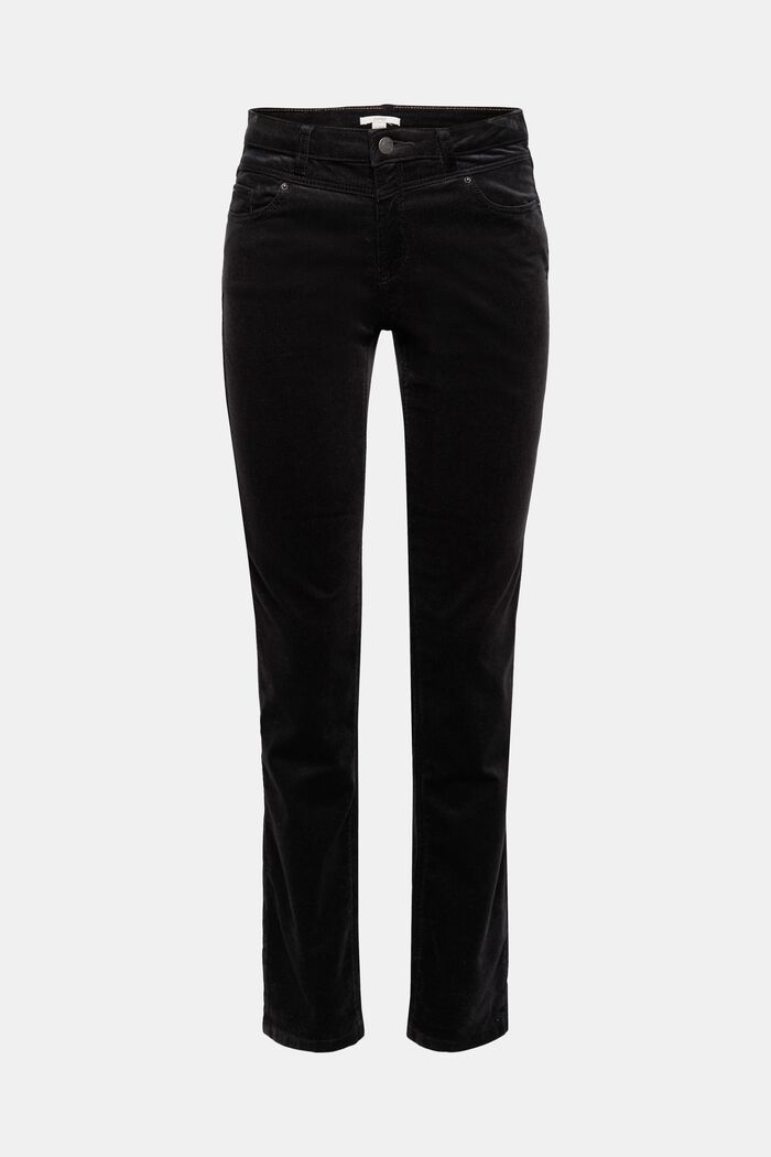 Pantalon en fin velours de coton mélangé, BLACK, overview