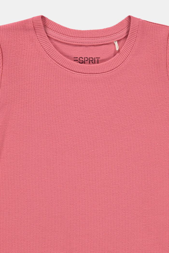 T-shirt côtelé orné de finitions à ruchés, 100 % coton, CORAL, detail image number 2
