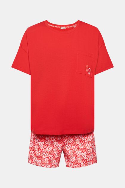 Ensemble de pyjama à imprimé cœur, RED, overview