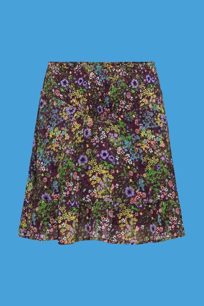 Mini-jupe à fleurs, DARK PURPLE, overview