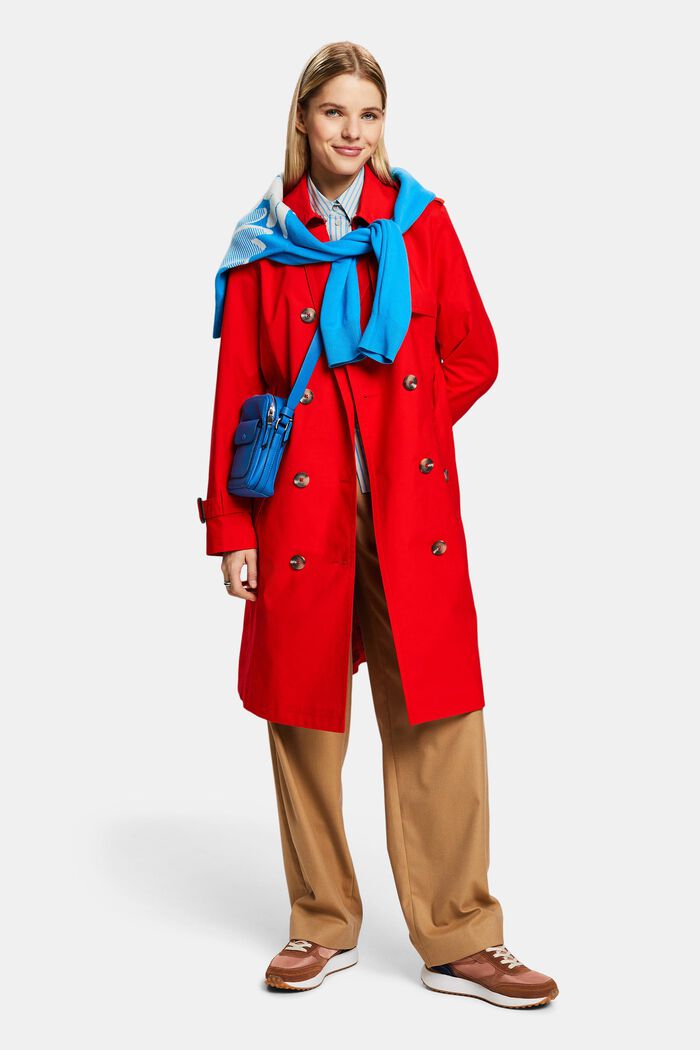 Trench-coat à boutonnage croisé et ceinture, RED, detail image number 1