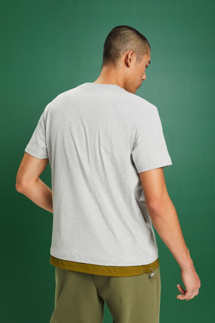 T-shirt van katoen-jersey met tunnelkoord, LIGHT GREY, detail image number 4