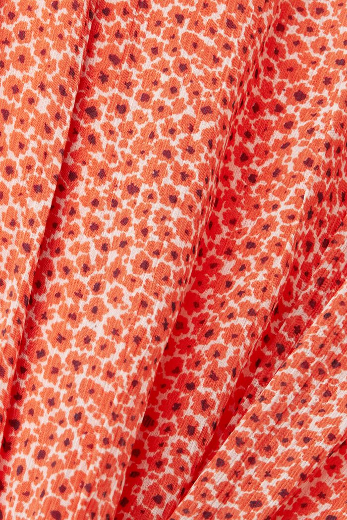 Mini-robe à motif fleuri et taille smockée, ORANGE RED, detail image number 4