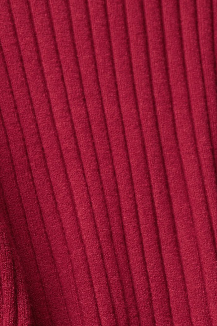 Geribde trui met turtleneck, CHERRY RED, detail image number 4