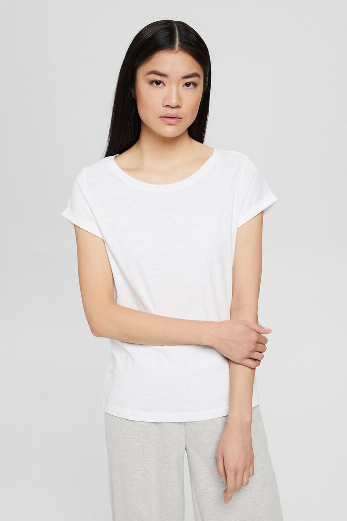 Set van 2 basic T- shirts, organic cotton, WHITE, overview