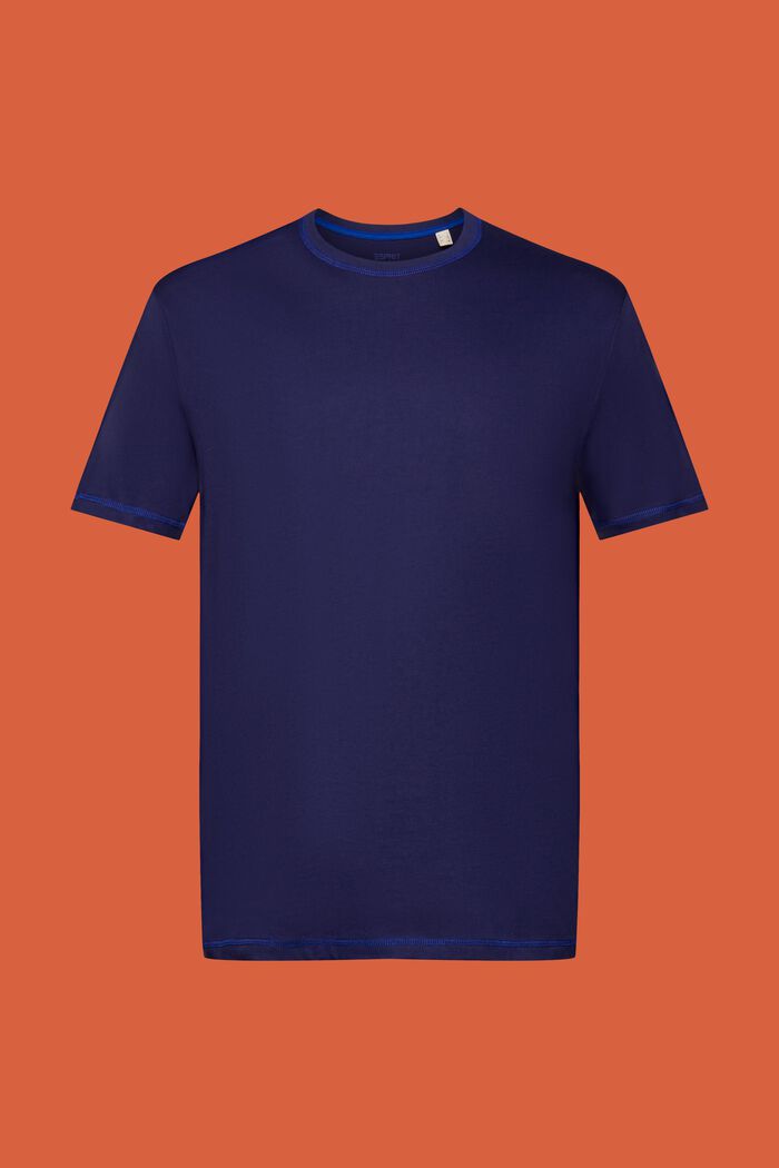 Jersey T-shirt met contrasterende zomen, DARK BLUE, detail image number 6