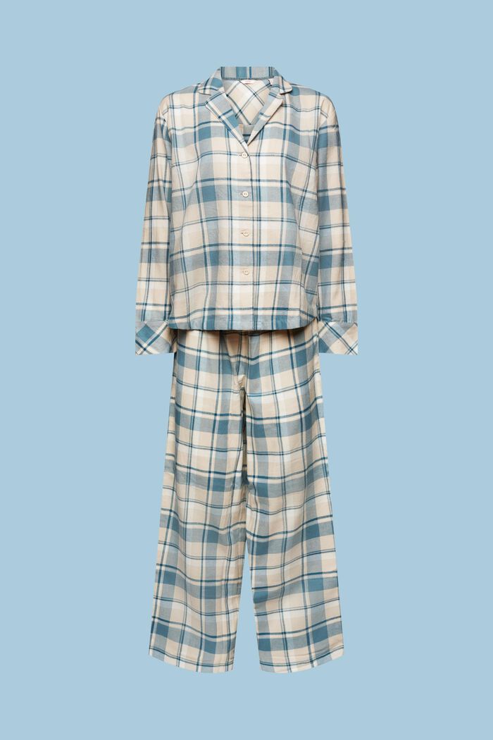 Geruite flanellen pyjama, NEW TEAL BLUE, detail image number 5
