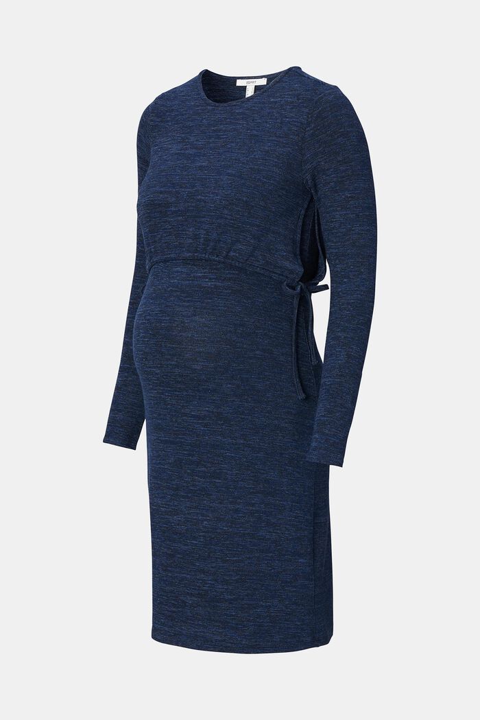 Gemêleerde jersey jurk met voedingsfunctie, NIGHT SKY BLUE, overview