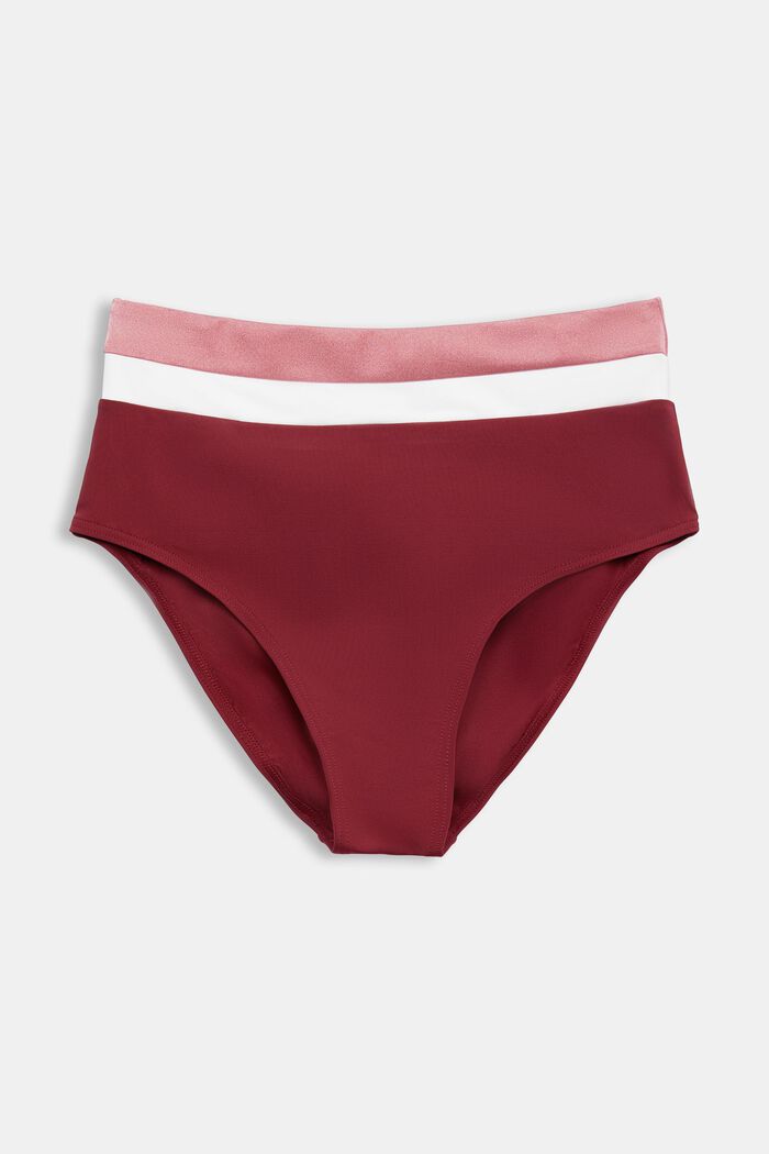 Driekleurig bikinibroekje met hoge taille, DARK RED, detail image number 5