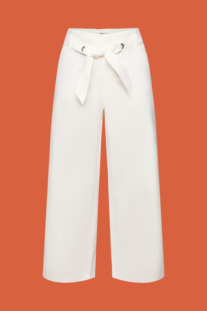 Jupe-culotte en coton et lin dotée d’une ceinture à nouer, WHITE, detail image number 7