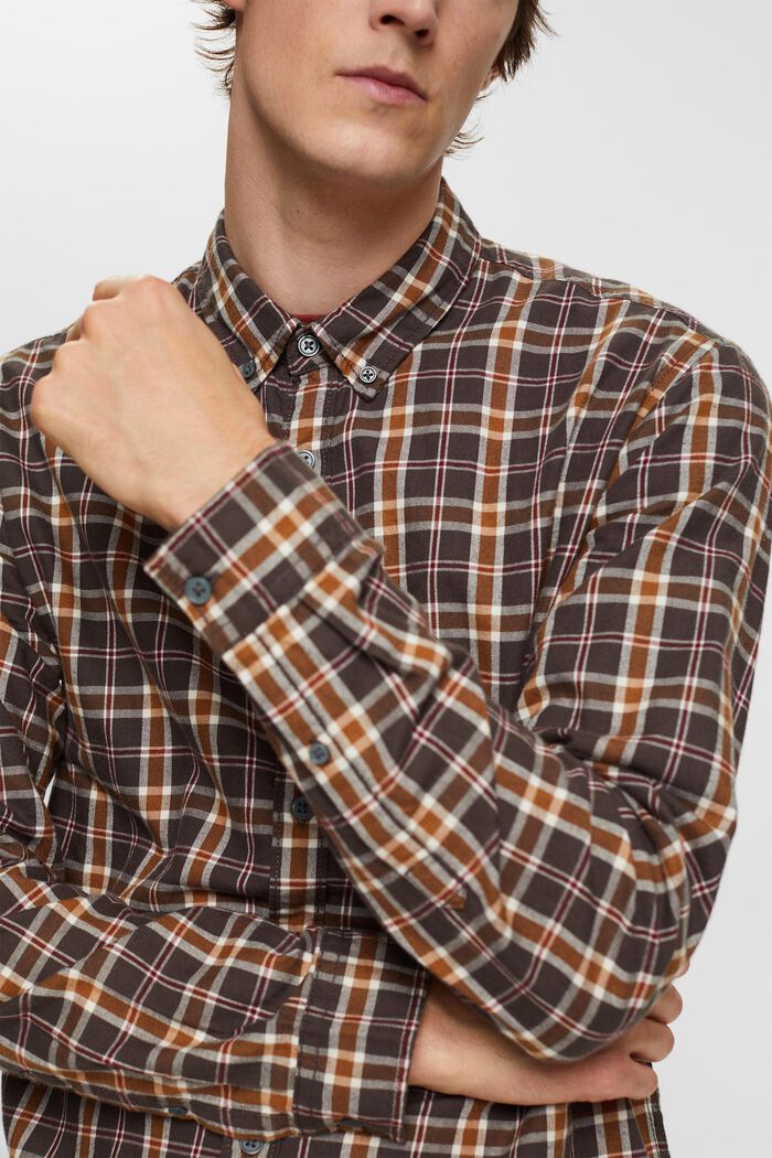 Geruit overhemd met buttondownkraag, DARK GREY, detail image number 2