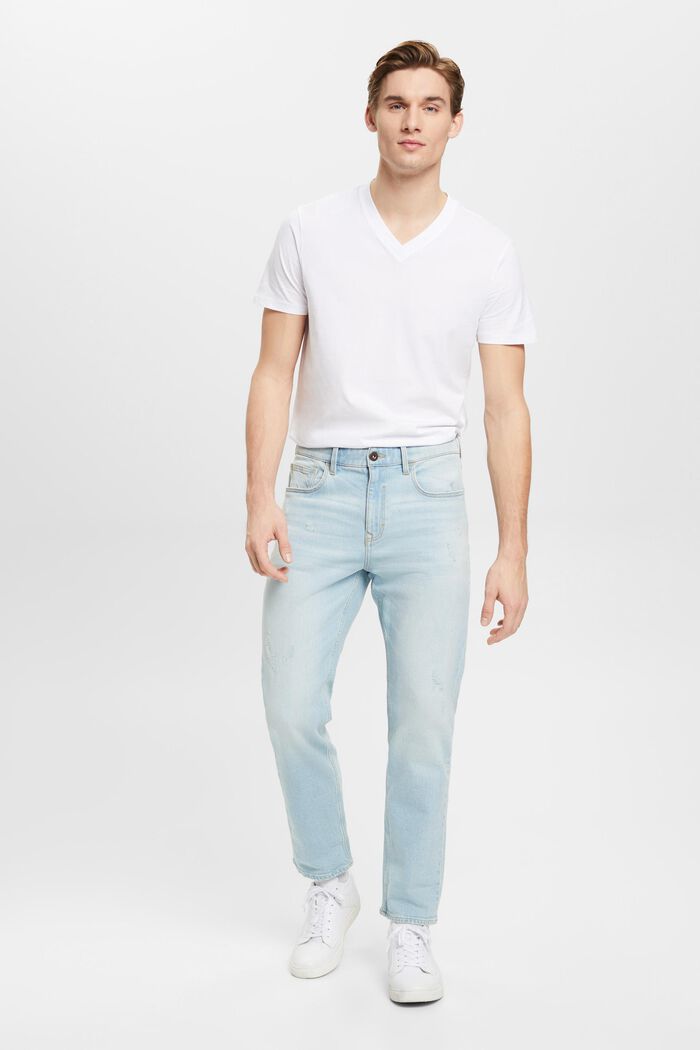Slim fit katoenen shirt met V-hals, WHITE, detail image number 4