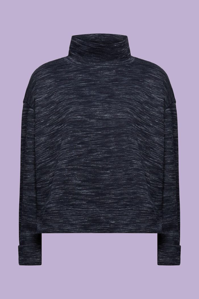 Sweatshirt met hoge kraag van een katoenmix, NAVY, detail image number 5