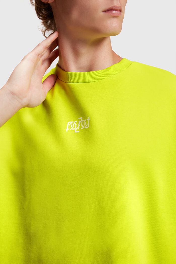 Sweatshirt met comfortabele pasvorm en neonkleurige print, LIME YELLOW, detail image number 2