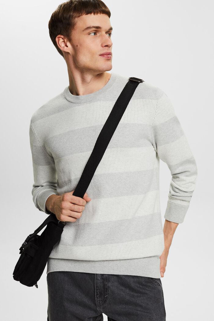 Gestreepte sweater van ribbreisel, LIGHT GREY, detail image number 0