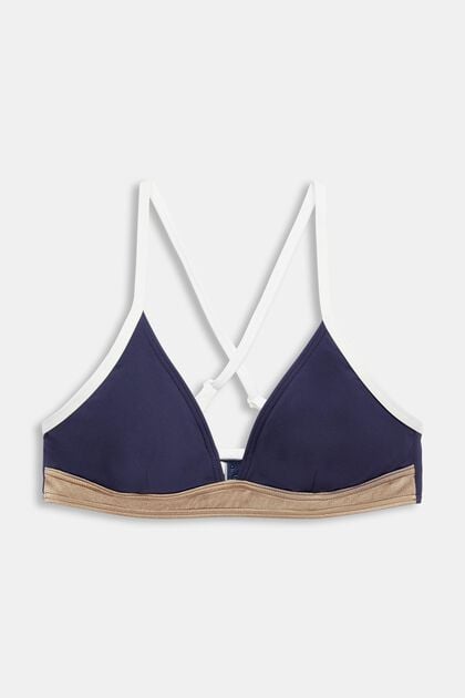 Driekleurige bikinitop met variabele schouderbandjes, NAVY, overview
