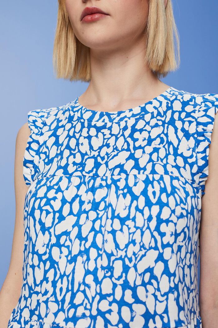 Midi-jurk van jersey met motief, 100% katoen, BRIGHT BLUE, detail image number 3