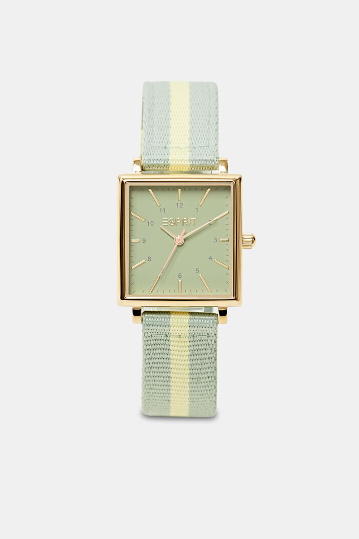 Horloge van edelstaal met geweven bandje, GREEN, detail image number 0