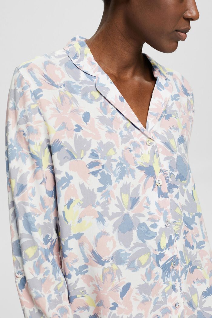 Pyjama met bloemenmotief, LENZING™ ECOVERO™, OFF WHITE, detail image number 2