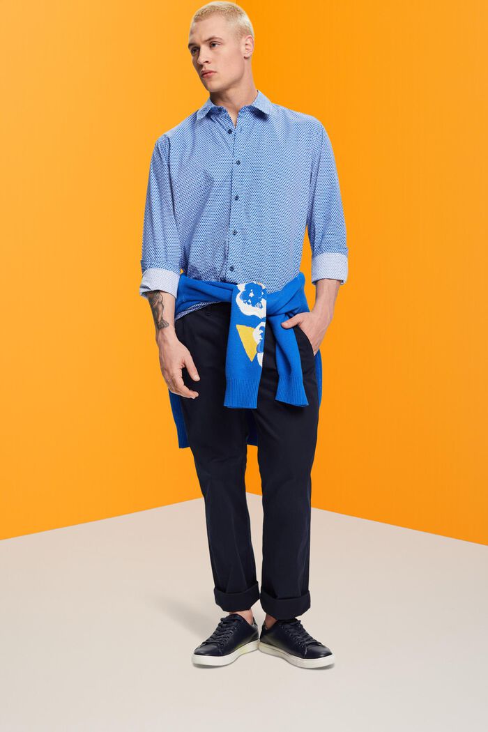 Slim fit-overhemd met patroon all-over, BLUE, detail image number 1