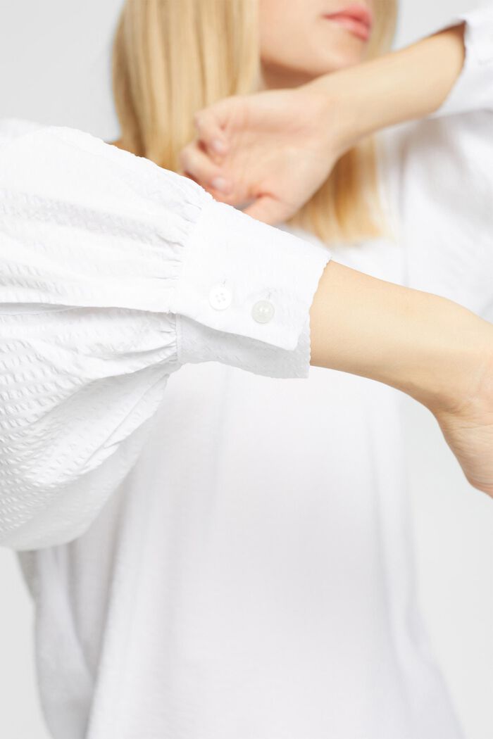 Gestructureerde blouse, katoenmix, WHITE, detail image number 2