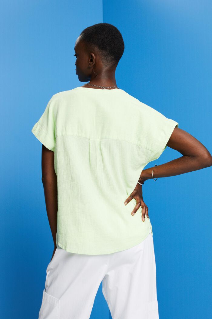 Gestructureerde blouse van katoen, CITRUS GREEN, detail image number 3