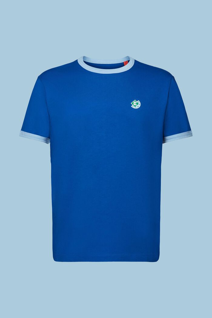 Katoenen T-shirt met ronde hals en logo, BRIGHT BLUE, detail image number 6