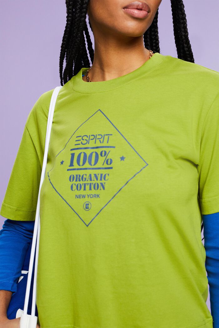 T-shirt à imprimé en coton biologique, LEAF GREEN, detail image number 3