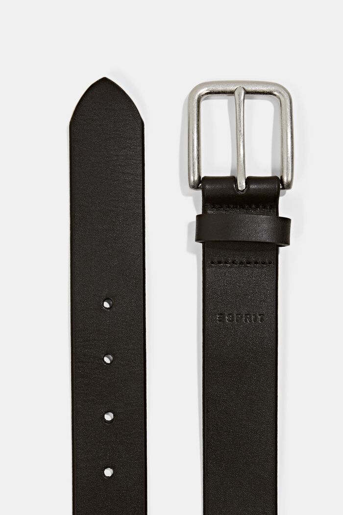 En cuir : la ceinture à boucle rectangulaire, BLACK, detail image number 1