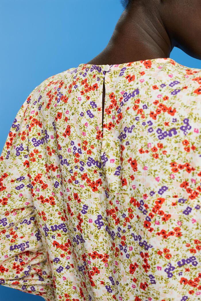 Gebloemde blouse met 3/4-mouwen, OFF WHITE, detail image number 2