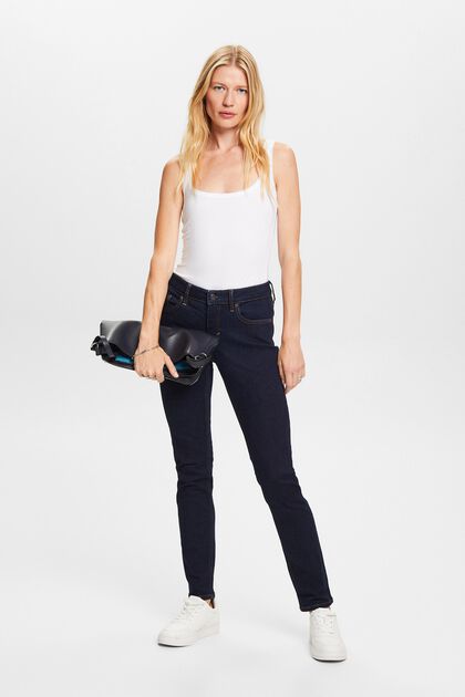 En matière recyclée : jean stretch de coupe Slim Fit à taille mi-haute