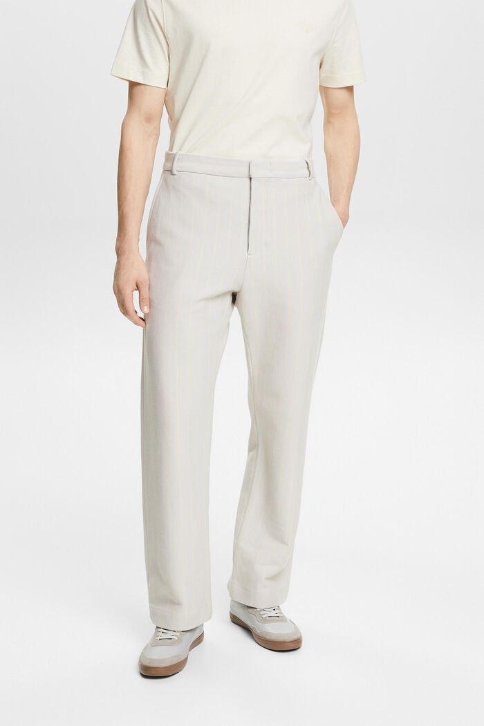 Pantalon van katoen-piqué met krijtstrepen, LIGHT GREY, detail image number 0