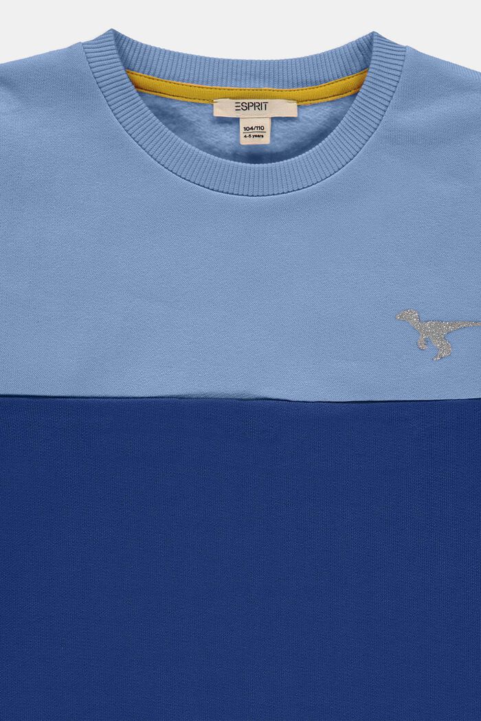 Sweatshirt met colour block en glitterprint, BRIGHT BLUE, detail image number 2