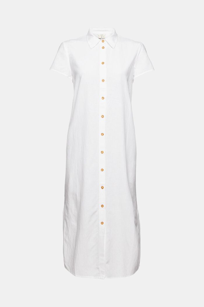 À teneur en lin : la robe chemisier longue, WHITE, overview