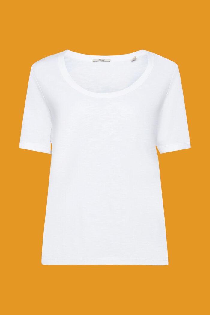 Katoenen T-shirt met boothals, WHITE, detail image number 6