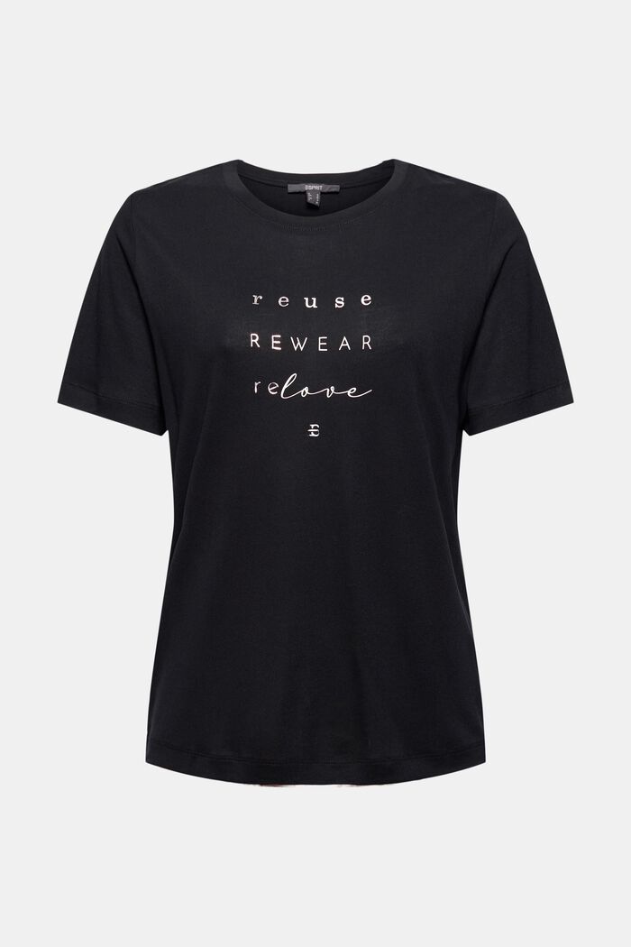 T-shirt met print van TENCEL™ x REFIBRA™, BLACK, overview